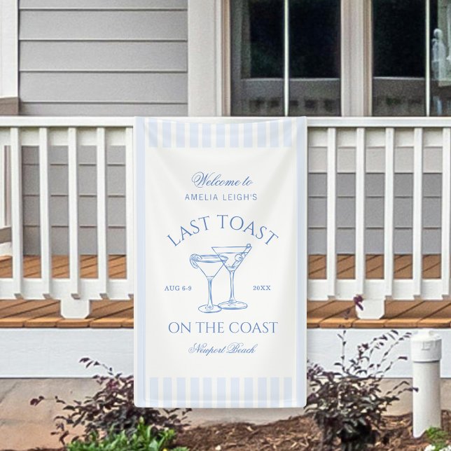 Last Toast On the Coast Beach Blue Bachelorette Banner (Creator Uploaded)
