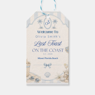 Last Toast on the Coast Beach Blue Bachelorette Gift Tags