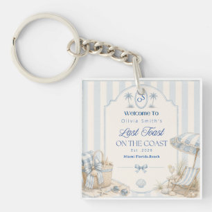 Last Toast on the Coast Beach Blue Bachelorette Key Ring