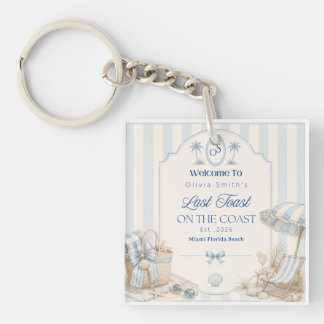 Last Toast on the Coast Beach Blue Bachelorette Key Ring