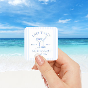 Last Toast on the Coast Beach Blue Bachelorette Square Sticker