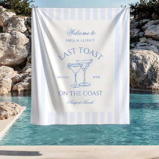 Last Toast on the Coast Beach Blue Bachelorette Tapestry