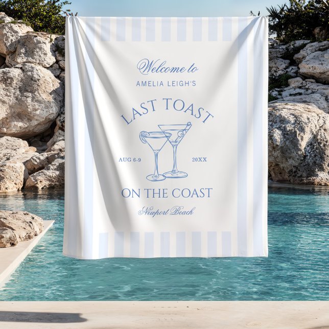 Last Toast on the Coast Beach Blue Bachelorette Tapestry (Creator Uploaded)