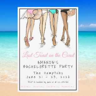 Last Toast on the Coast Beach Bride Bachelorette Invitation
