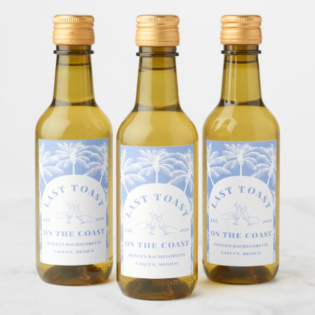 Last Toast On The Coast Beach Coastal Bachelorette Wine Label (Bottles)