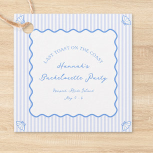 Last Toast on the Coast Blue Bachelorette Party Favour Tags