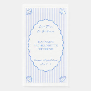 Last Toast on the Coast Blue Bachelorette Party Napkin