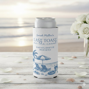 Last Toast on the Coast Blue Bachelorette Party Seltzer Can Cooler