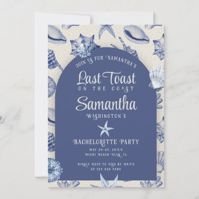 Last Toast on the Coast Boho Coastal Bachelorette Invitation (Front)
