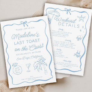 Last Toast On the Coast Bow Bachelorette Party Invitation