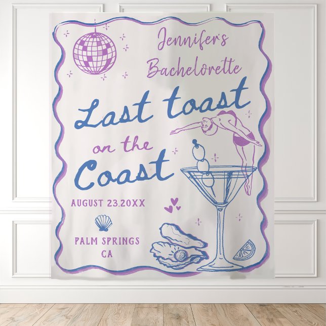 Last Toast On The Coast Coastal Bachelorette Party Tapestry (Creator Uploaded)