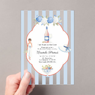 Last Toast on the Coast Coastal Chic Bachelorette Acrylic Invitations