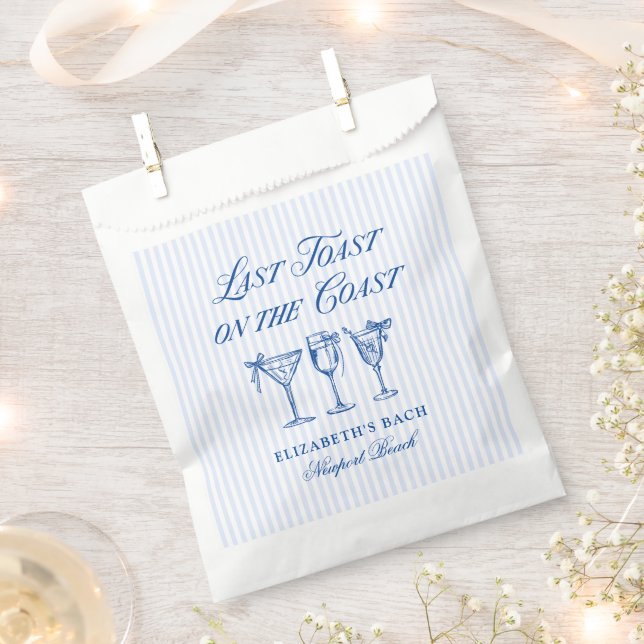 Last Toast on The Coast Elegant Hand Drawn Bows Favour Bags (Clipped)