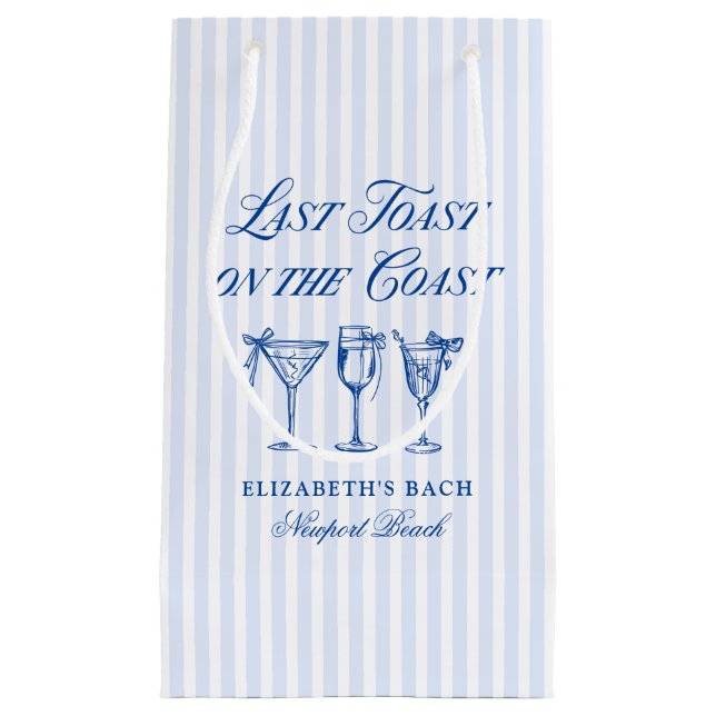 Last Toast on The Coast Elegant Hand Drawn Bows Small Gift Bag (Front)