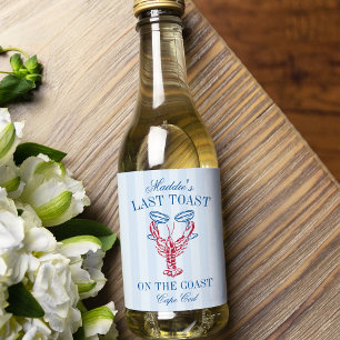 Last Toast on the Coast Lobster Bachelorette Party Wine Label