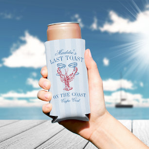 Last Toast on the Coast Lobster Bachelorette Seltzer Can Cooler