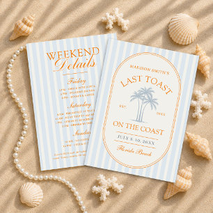 Last Toast On The Coast Palm Trees Bachelorette Invitation