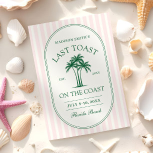 Last Toast On The Coast Palm Trees Bachelorette Invitation
