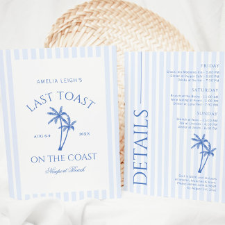 Last Toast On The Coast Palm Trees Bachelorette Invitation