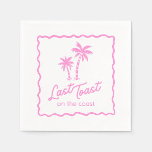 Last Toast on the Coast Pink Bachelorette Party Napkin