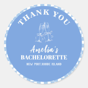 Last toast on the coast pink bachelorette welcome classic round sticker