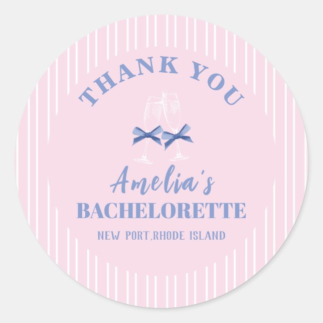 Last toast on the coast pink bachelorette welcome classic round sticker (Front)