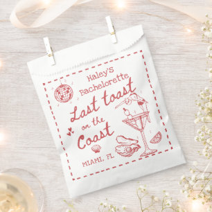 Last Toast on The Coast Red Bachelorette Party Favour Bags