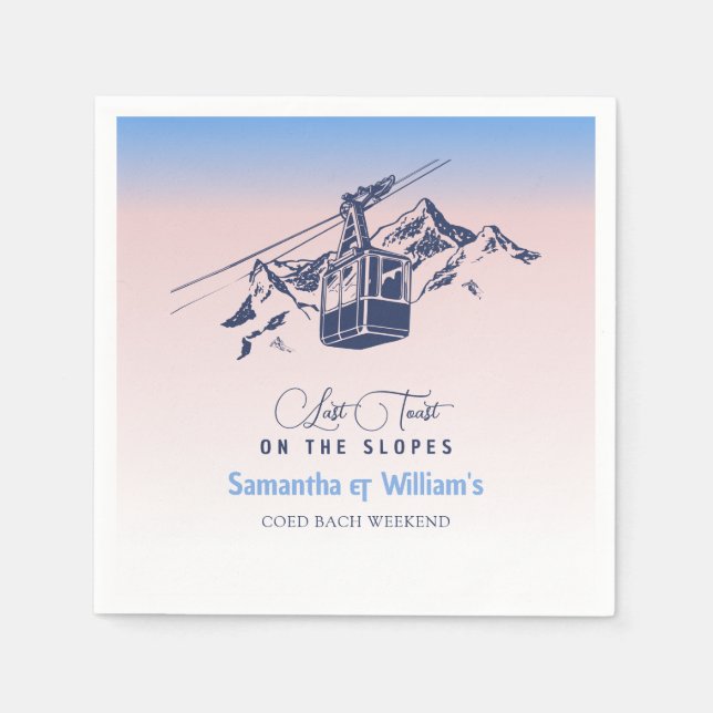 Last Toast On The Slope Ski Bachelorette Thank You Napkin (Front)