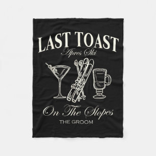 Last toast on the slopes bachelor skiing bridal fleece blanket