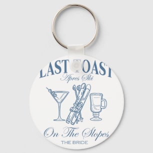 Last toast on the slopes bachelor skiing bridal key ring