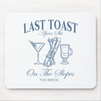 Last toast on the slopes bachelor skiing bridal mouse pad