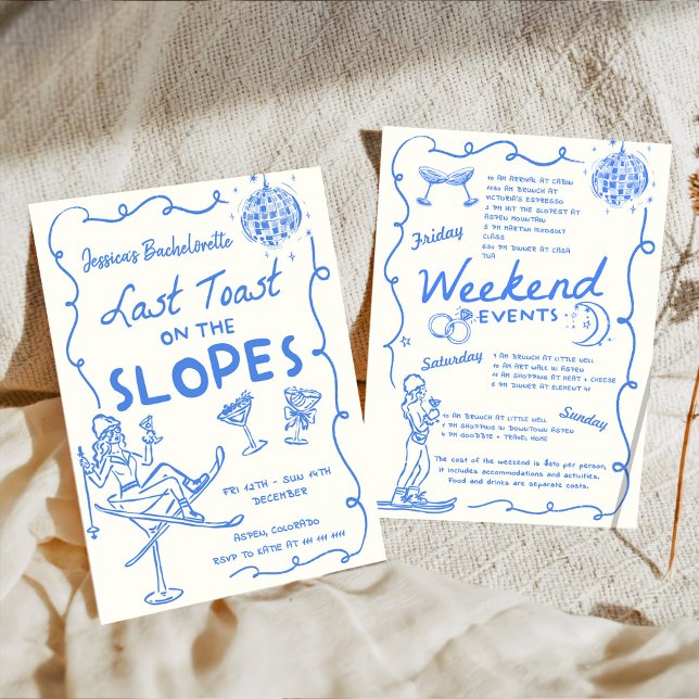 Last Toast On The Slopes Bachelorette Weekend Invitation (Creator Uploaded)