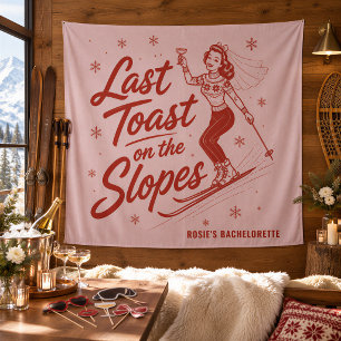 Last Toast on the Slopes Pink Bachelorette Ski  Tapestry