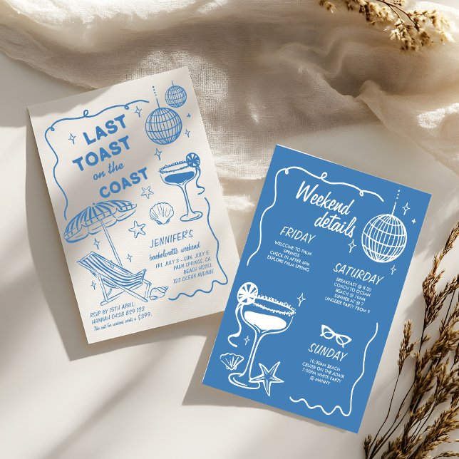 LAST TOAST  RETRO DOODLE BACHELORETTE WEEKEND INVITATION (Creator Uploaded)