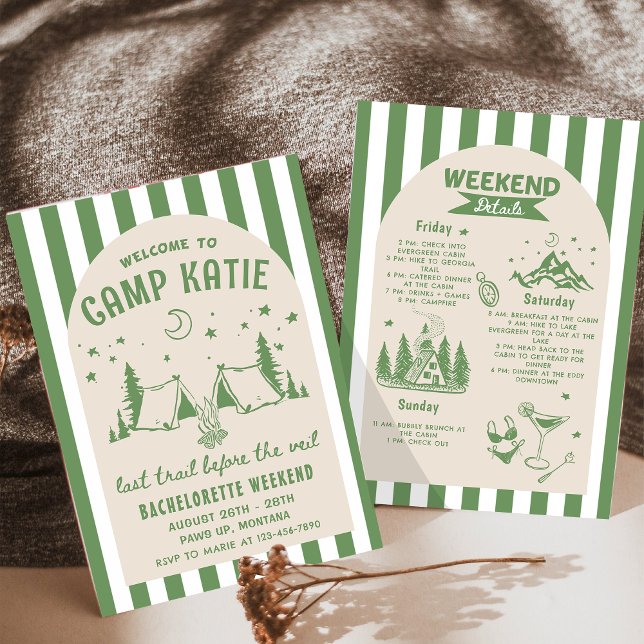 Last Trail Before The Veil Camp Bachelorette Party Invitation (Creator Uploaded)