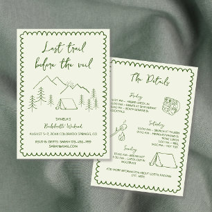 Last Trail Camping Hand Drawn Bachelorette Weekend Invitation