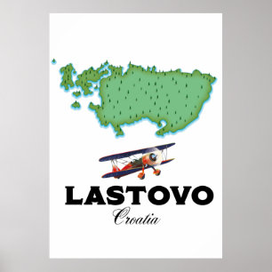 Lastovo Croatia map travel poster. Poster