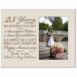 Lasts Forever 25th Anniversary Ivory Photo Frame<br><div class="desc">This stunning personalised photo frame is the perfect keepsake to commemorate a couple's 25th wedding anniversary. Laser engraved with the happy couple's names and the date they got married, along with a list of how many descendants they have so far, this beautiful frame is suitable to hang on a wall...</div>
