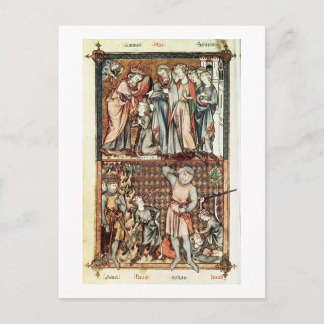 Lat 1023 f.7v David and Goliath with Saul by Le Be Postcard (Front)