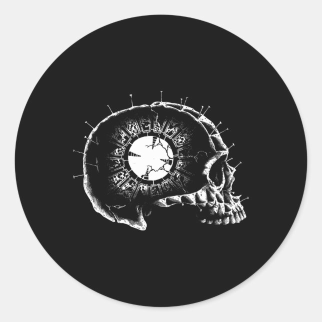 Lat Configuration Skull Head Hellraiser Classic Round Sticker (Front)