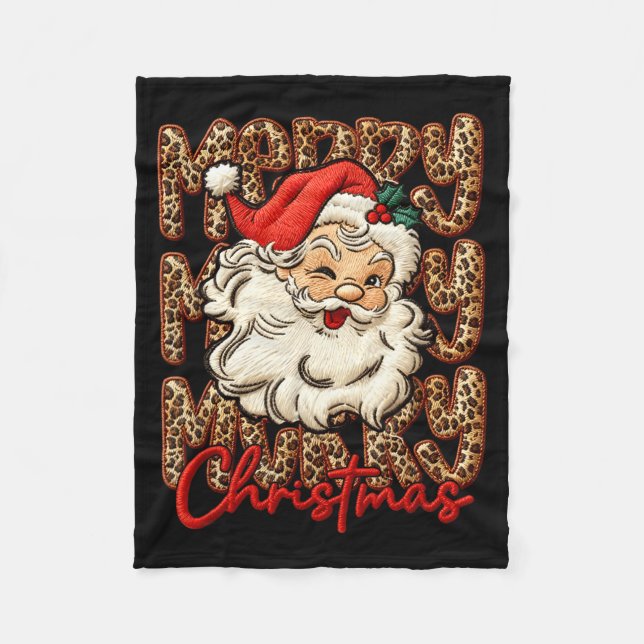 Latch Hook Yarn Crochet Coquette Merry Christmas L Fleece Blanket (Front)