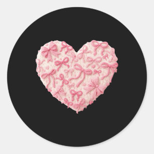 Latch Hook Yarn Crochet Valentine Heart Pink Heart Classic Round Sticker