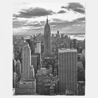 Late afternoon NYC Skyline as sunset approaches BW Fleece Blanket