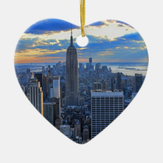 Late afternoon NYC Skyline as sunset approaches Ceramic Tree Decoration