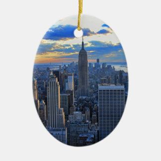 Late afternoon NYC Skyline as sunset approaches O Ceramic Tree Decoration