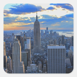 Late afternoon NYC Skyline as sunset approaches Square Sticker