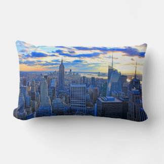 Late afternoon NYC Skyline as sunset approaches W Lumbar Cushion