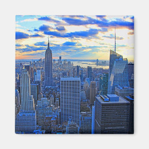 Late afternoon NYC Skyline as sunset approaches W Magnet