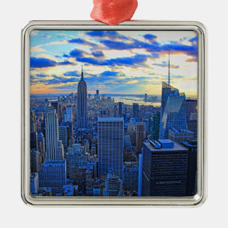 Late afternoon NYC Skyline as sunset approaches W Metal Tree Decoration