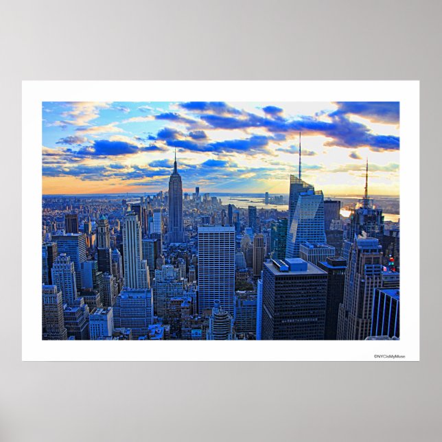 Late afternoon NYC Skyline as sunset approaches W Poster (Front)
